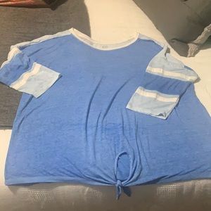 SO blue 3/4 length baseball jersey style shirt